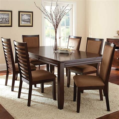 Conput set of 6 leather dining chairs set, with upholstered cushion & high back, powder coated metal legs, rhombus pattern seats, household home kitchen living room bedroom (light. Cornell 7-Piece Formal Dark Brown Rectangular Dining Table ...