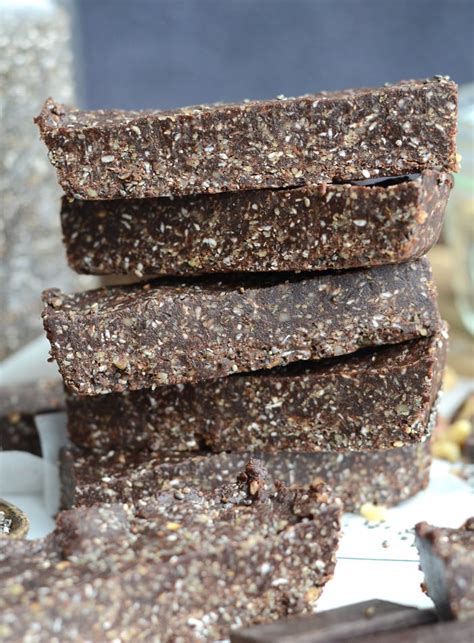 Chocolate Chia Energy Bars No Bake Vegan Delicious