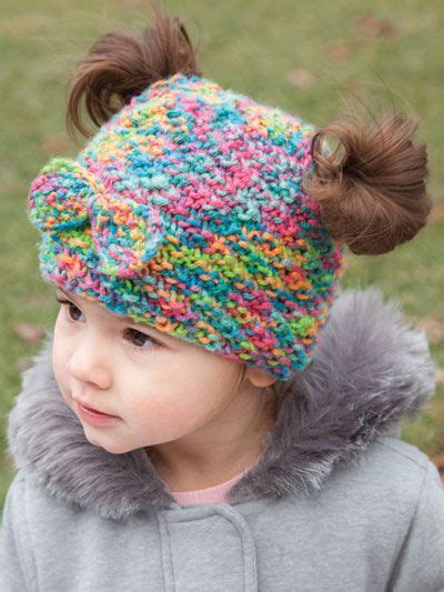 The top has impressive swirl shaping to top off this gorgeous project. SIGNATURE DESIGNS: Messy Bun & Pigtail Knit Hat | Crochet ...