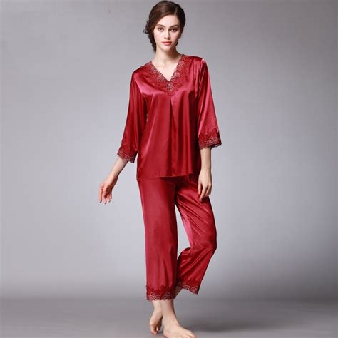 Buy Women Silk Satin Pajama Set Three Quarter