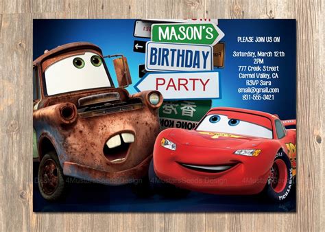 Lightning Mcqueen Birthday Invitations Cars Birthday Invitation