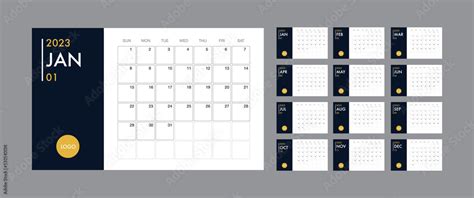 Calendar Template For 2023 Year Planner Vector Diary In A Minimalist
