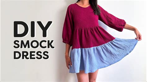 Diy Smock Dress Sewing Pattern Beginner Friendly Tutorial Youtube