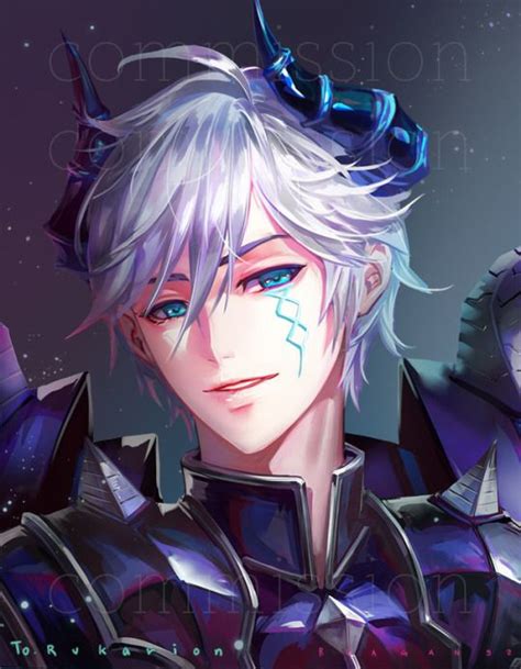 Commission To Rukarion With Images Anime Demon Boy White Hair Anime Guy Elsword Anime