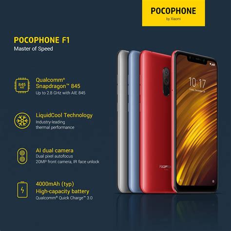 Xiaomi pocophone f1 comes with android 8.1 os, 6.18 ips fhd display, sd845 chipset, dual rear and 20 selfie cameras, 6/8gb ram and 64/128/256gb rom. Only on Sept 6, Pocophone F1 Will Be Priced Php1,000 cheaper