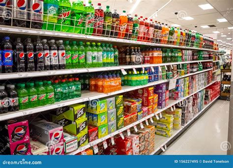 The Soda Aisle At A Grocery Store Editorial Image Image Of Beverage