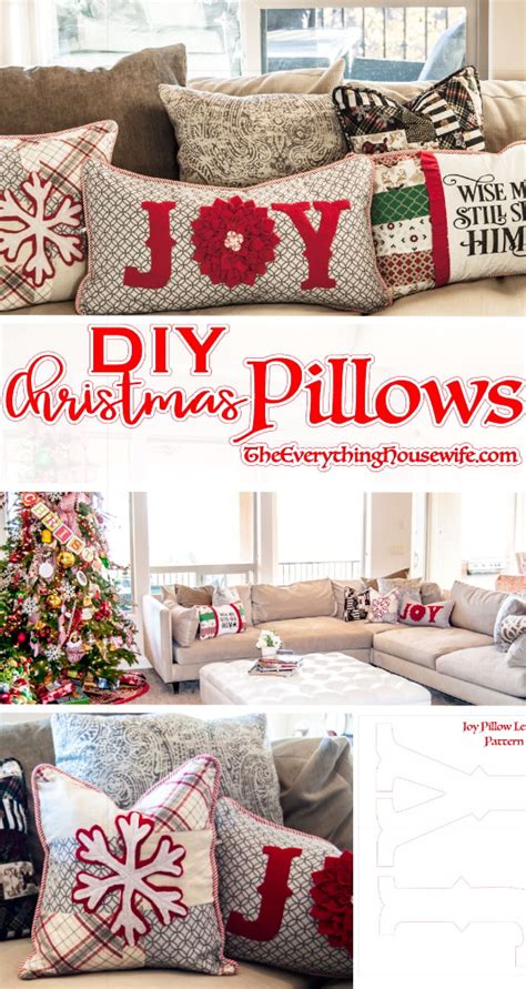 Diy Christmas Pillows Joy Felt Flower I Am A Nut For Holiday Pillows