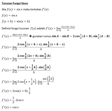 Materi Matematika Peminatan Kelas Turunan Fungsi Trigonometri