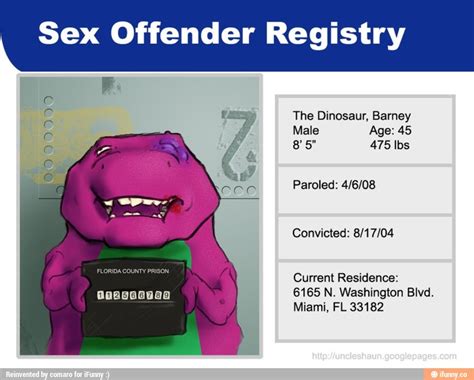 Sex Offender Registry The Dinosaur Barney Male Age 45 Paroled 4608