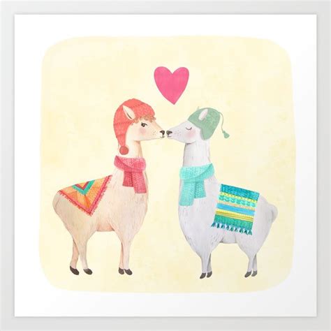 Llamas In Love Art Print By Sunnybunny Worldwide Shipping Available At