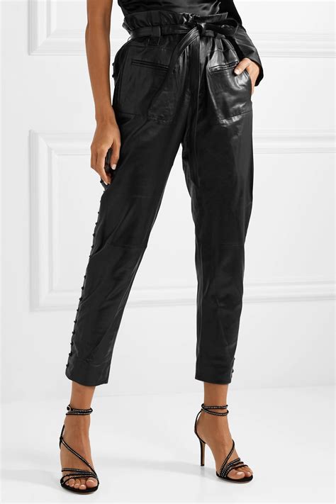 Iro Instinct Belted Leather Tapered Pants In Black Lyst