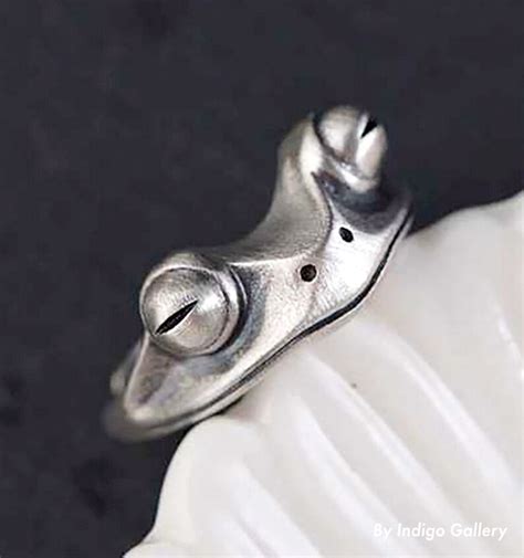 Adjustable Frog Ring 925 Sterling Silver Plated Silver Etsy