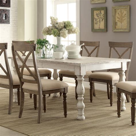 White, wood kitchen & dining room sets : 20 Ideas of Laurent 7 Piece Rectangle Dining Sets With ...