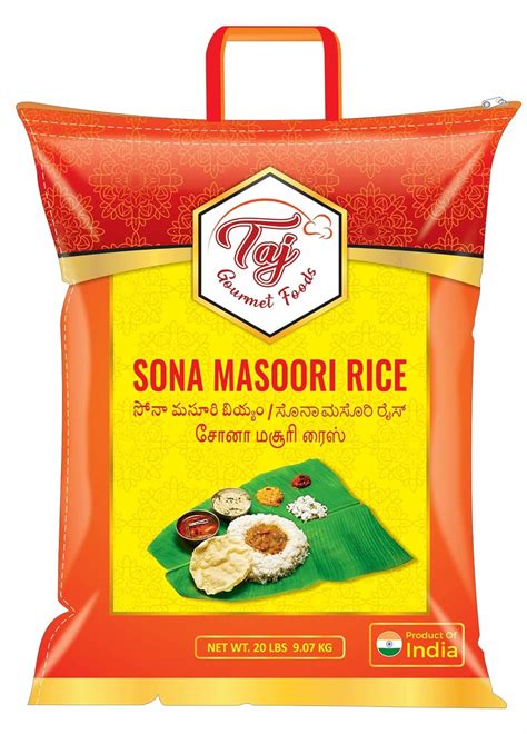 Taj Sona Masoori Rice 20 Pounds Grocery And Gourmet Food