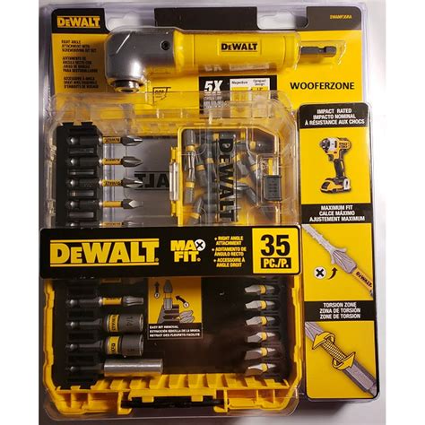 Dewalt Steel Drill And Driver Bit Set With Right Angle Adapter And