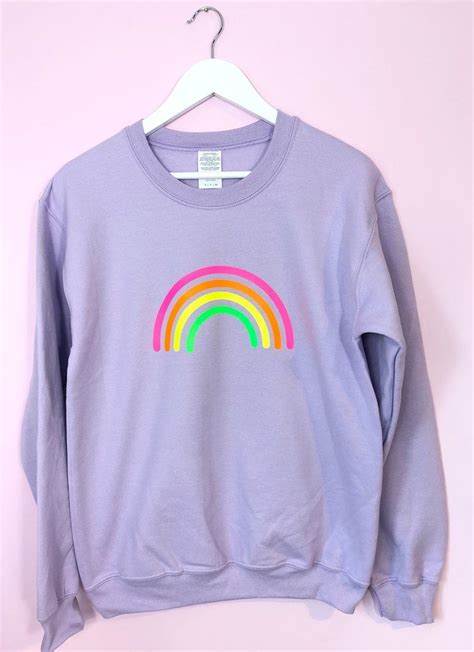 Baby Pink Multi Neon Rainbow Sweatshirt Sweatshirts Colorful