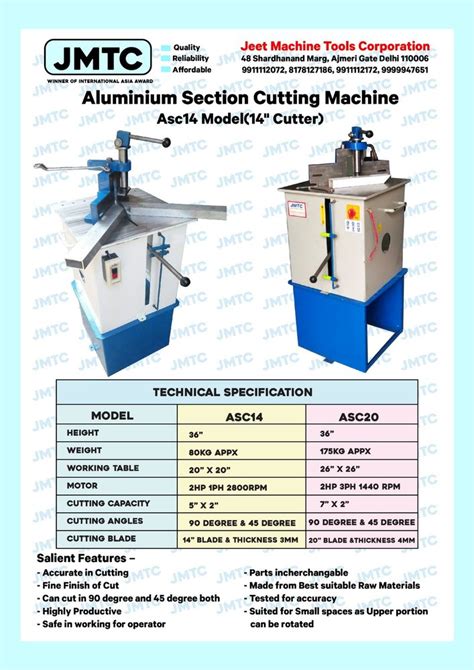 Model Namenumber Jmtc Asc Aluminium Section Cutting Machine Box Type