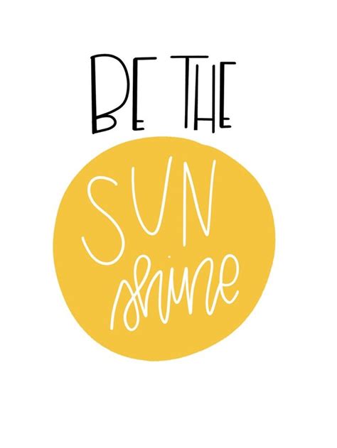 Be The Sunshine Digital Download Inspirational Art Hand Etsy