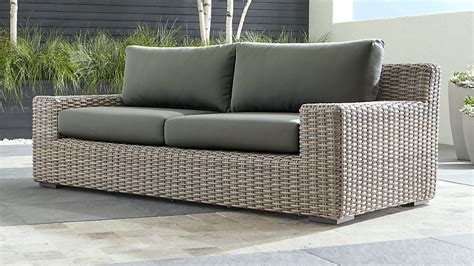 Abaco All Weather Resin Wicker Outdoor Patio Sofa With White Sunbrella Cushions Reviews