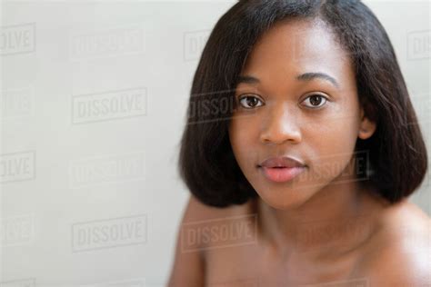 Close Up Of Face Of Nude Mixed Race Woman Stock Photo Dissolve