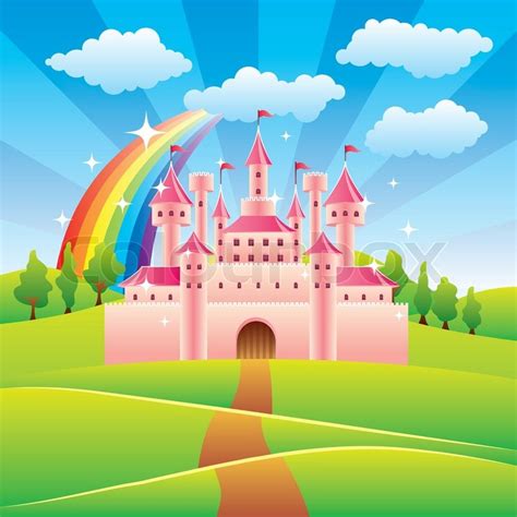 Cartoon Fairy Tale Castle Colorful Stock Vector Colourbox