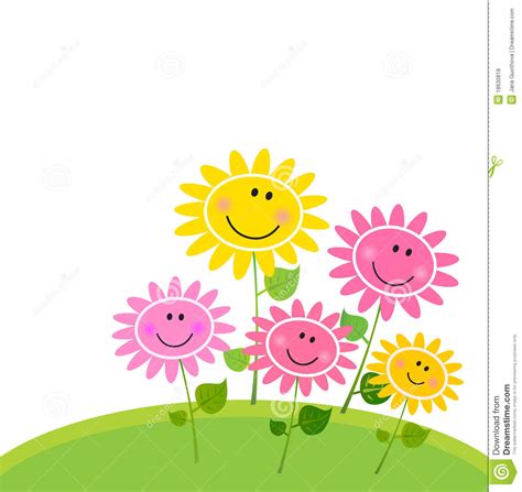 Happy Spring Flower Garden - Isolated On White Royalty Free Stock