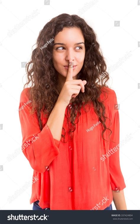 Beautiful Young Woman Asking Silence Isolated Stock Photo 337424804