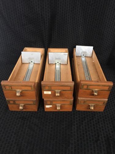 6 Vintage Index Card Catalog Cabinet Drawer School Library Wood