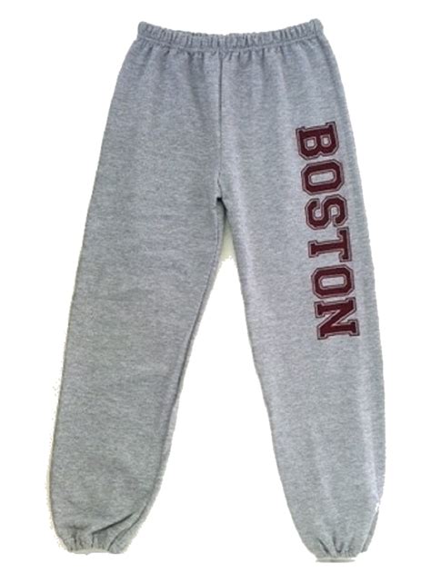 Boston Sweatpants In Heather Gray With Maroon Boston Imprint