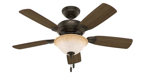 Hunter 44 Caraway New Bronze Ceiling Fan With Light Kit And Pull Chain
