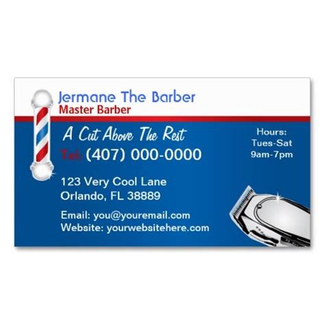 Barbershop Business Card Barber Pole And Clippers Zazzle Barber