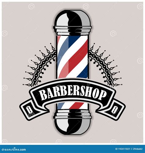 Barbershop Logo Poster Or Banner Design Concept With Barber Pole