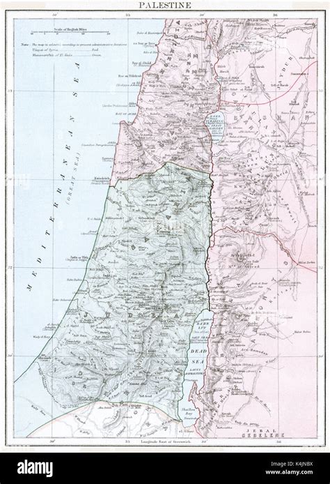 Antique Map Circa 1875 Of Palestine Stock Photo Alamy