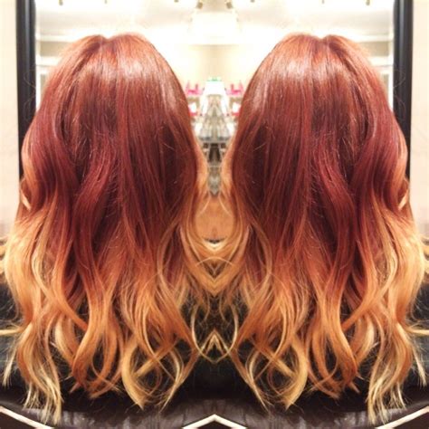 Red With Blonde Ends Copper Hair Ombre Copper Blonde Balayage