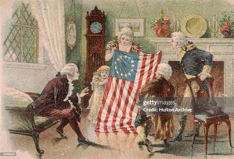 American Seamstress Betsy Ross Showing The First Design Of The