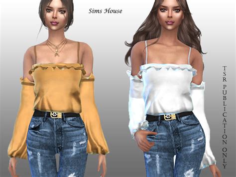 The Sims Resource Womens Off Shoulder Silk Blouse