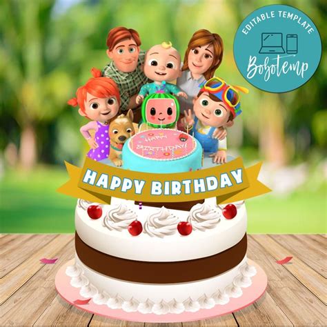 Printable Cocomelon Birthday Cake Topper Template Diy Sportspartydesign