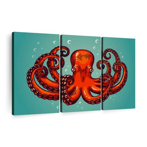 Mighty Red Octopus Wall Art Digital Art