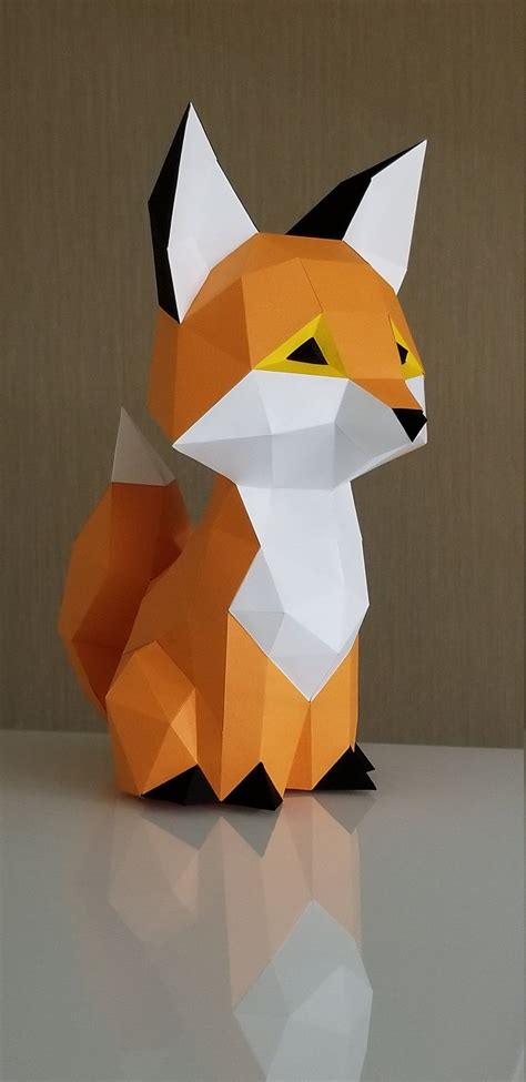 Papercraft Fox Papercraft Fox Baby Fox Fox Toydiy Crafts Etsy In 2021