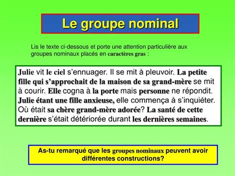 PPT  Le groupe nominal PowerPoint Presentation, free download  ID1801544