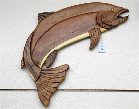 Wooden Rainbow Trout Intarsia Wall Hanging The Trout Spot