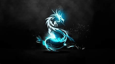Cool Abstract Wallpaper With Dragon Tribal Blue Lights Hd Wallpapers For Free
