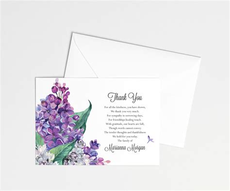 Lilacs Thank You Cards And Acknowledgment Funerals And Memorials