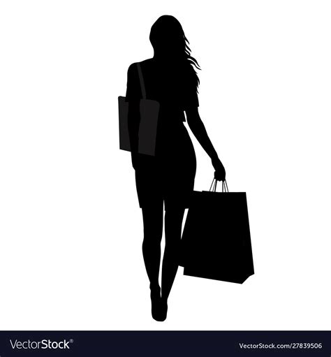 Silhouette Woman With Shopping Bags Royalty Free Vector