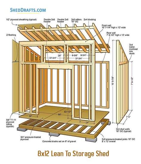 8×12 Lean To Shed Plans Blueprints For Sturdy Storage Building