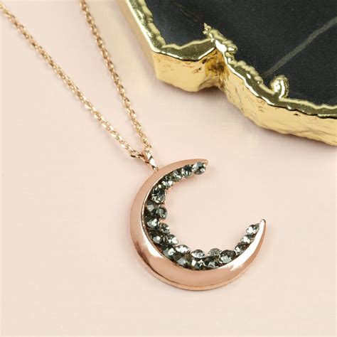 Crystal Crescent Moon Necklace By Lisa Angel