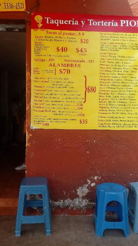 Carta Del Restaurante Taquería Y Torteria Piolín Mexico
