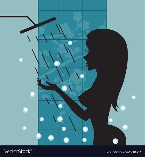 silhouette beautiful girl taking a shower vector image