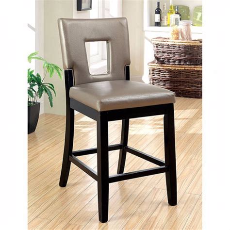 Contemporary Counter Height Chair Black Finish Set Of 2