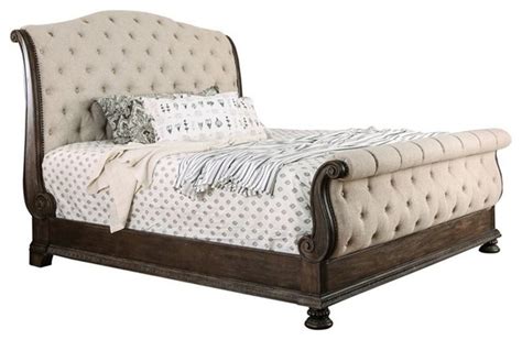 Furniture Of America Kai Tufted California King Sleigh Bed In Rustic
